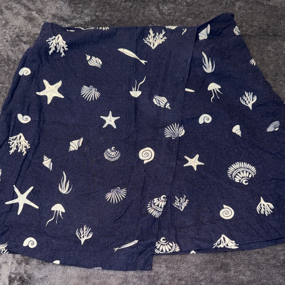 a new day Asymmetrical Skirt with Marine Motifs